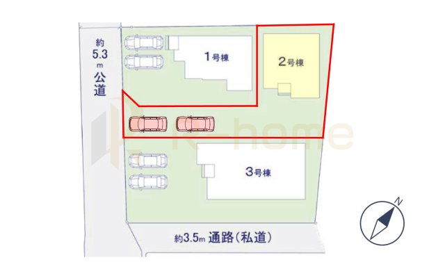 つくば市玉取1期　新築戸建て　2号棟の区画図|大きなお買い物だからこそ、メリット・デメリットを伝えさせて頂きます。
R-homeにお任せください♪
