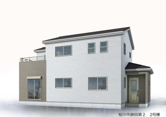 【外観パース】 | 桜川市鍬田第2　2号棟 | 南から見たイメージです！
