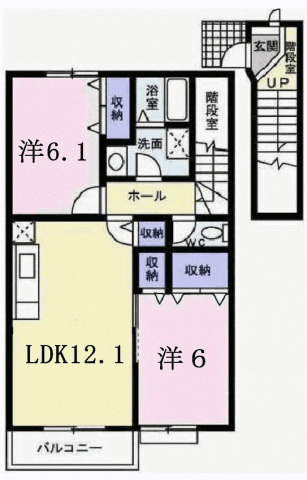 加古郡稲美町六分一のアパートの間取り