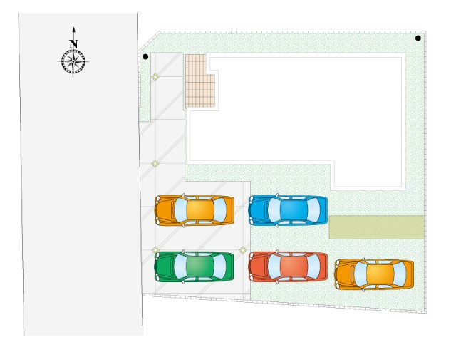 【4号棟:区画図】車5台駐車可能です。