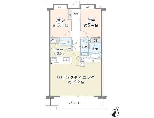 【間取り】 | グリーンコーポ鶴瀬 | ２LDK