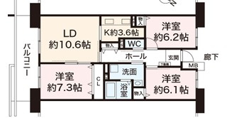 県営伊川谷第2高層住宅1号棟の間取り