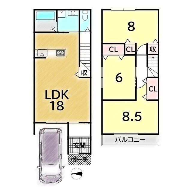 上京区三条殿町 新築戸建の間取り