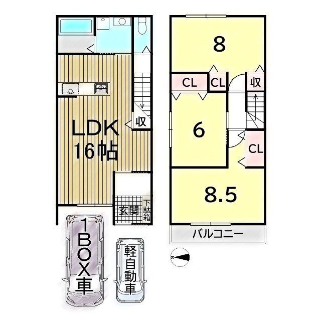 上京区三条殿町 新築戸建の間取り