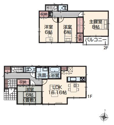 古河市諸川　新築一戸建て　15　アイタウンの間取り|LDK＋和室で22.16帖とお友達を呼んでパーティーも楽しめる広さ♪