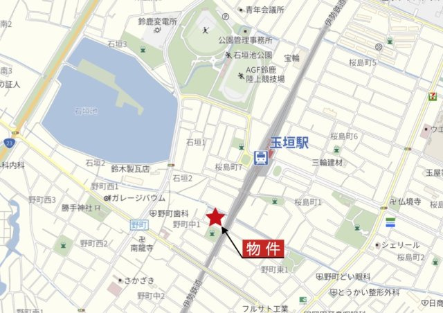 鈴鹿市野町中1丁目の地図|広域Map