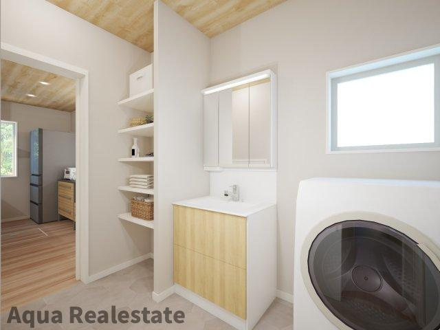 高松市木太町の新築一戸建の居間・リビング|こちらのリビングで趣味の時間をお楽しみください