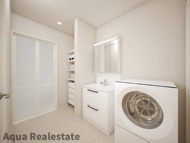 高松市仏生山町甲の新築一戸建の独立洗面台|独立洗面台、朝の身支度には欠かせません