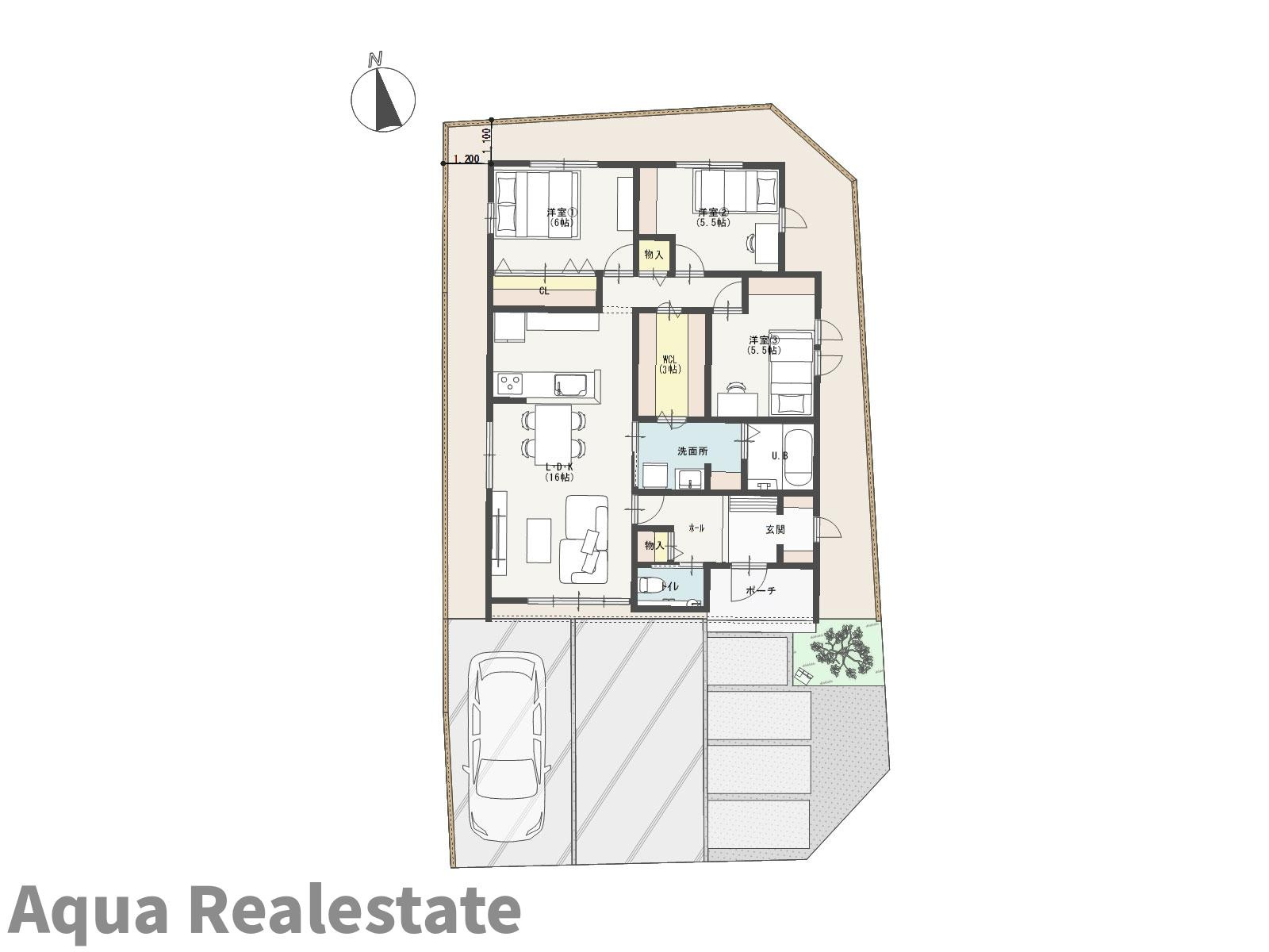 高松市仏生山町甲の新築一戸建の区画図