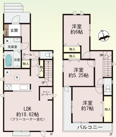 【間取り】 | 加古川市野口町二屋（全1棟）新築 | 3LDKです。