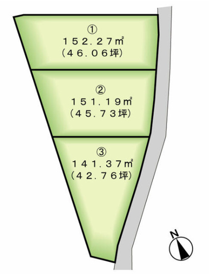 【土地図】 | 加古川市野口町古大内（全3区）土地1号地 | 1号地　約46坪です。