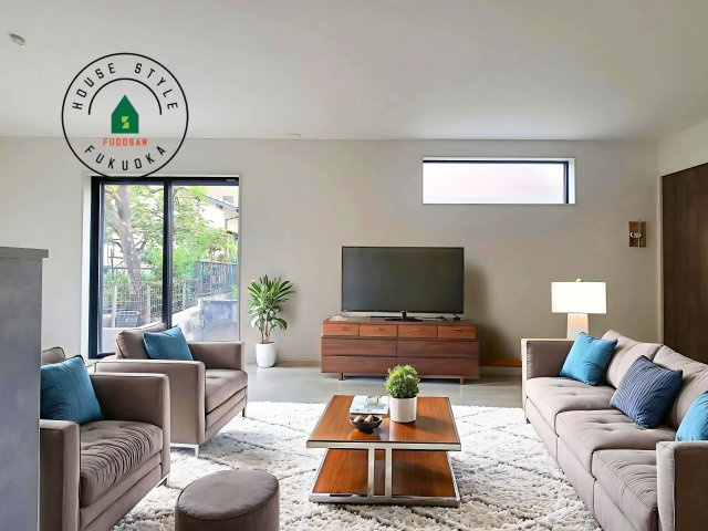 熊本市西区高橋町1丁目第1-2棟（2号棟）　の居間・リビング|キッチンからリビングをしっかり確認できます。家族の笑顔があふれる空間になりそうですね。※家具はCGを合成したものです。