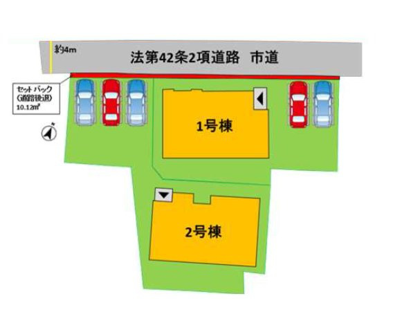 熊本市西区高橋町1丁目第1-2棟（2号棟）　の区画図|配置図（2号棟）