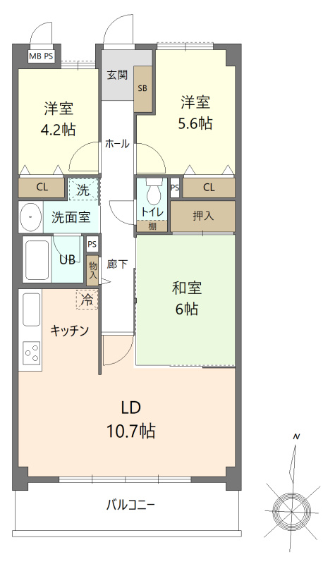 ラビデンス延珠の間取り|南向きにつき陽当たり良好です！
