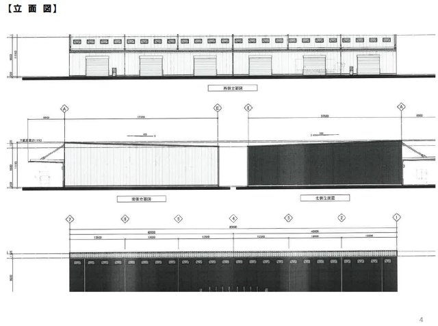 邑楽郡大泉町大字吉田の倉庫のその他|立面図