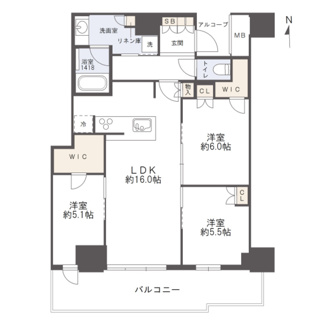 【間取り】 | シエリアタワー大阪堀江 | 【間取り】33階・高層階南向きにつき、眺望・採光・通風◎