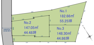 【区画図】 | 【仲介手数料無料！！】日野市南平6丁目　建築条件なし売地（全3区画）No.2区画　3800万円