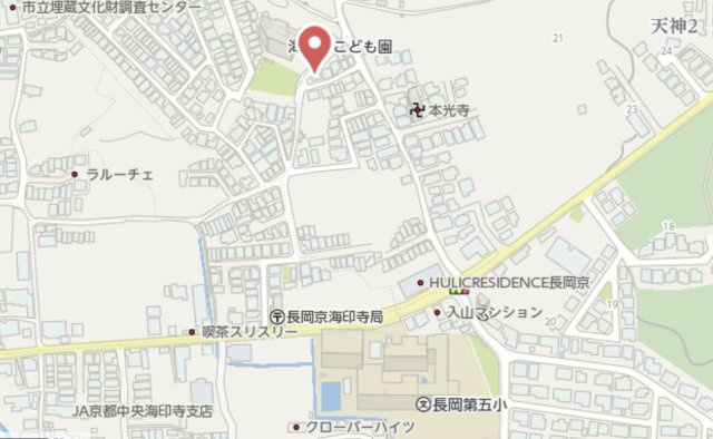 長岡京市奥海印寺東山　新築戸建の地図