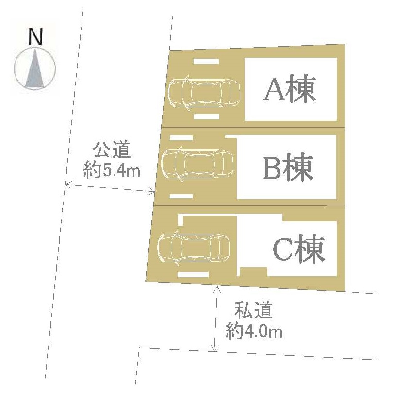 【横浜市西区西戸部町3丁目257-1全3棟新築戸建て】★仲介手数料無料★（西前小学校・西中学校）の区画図