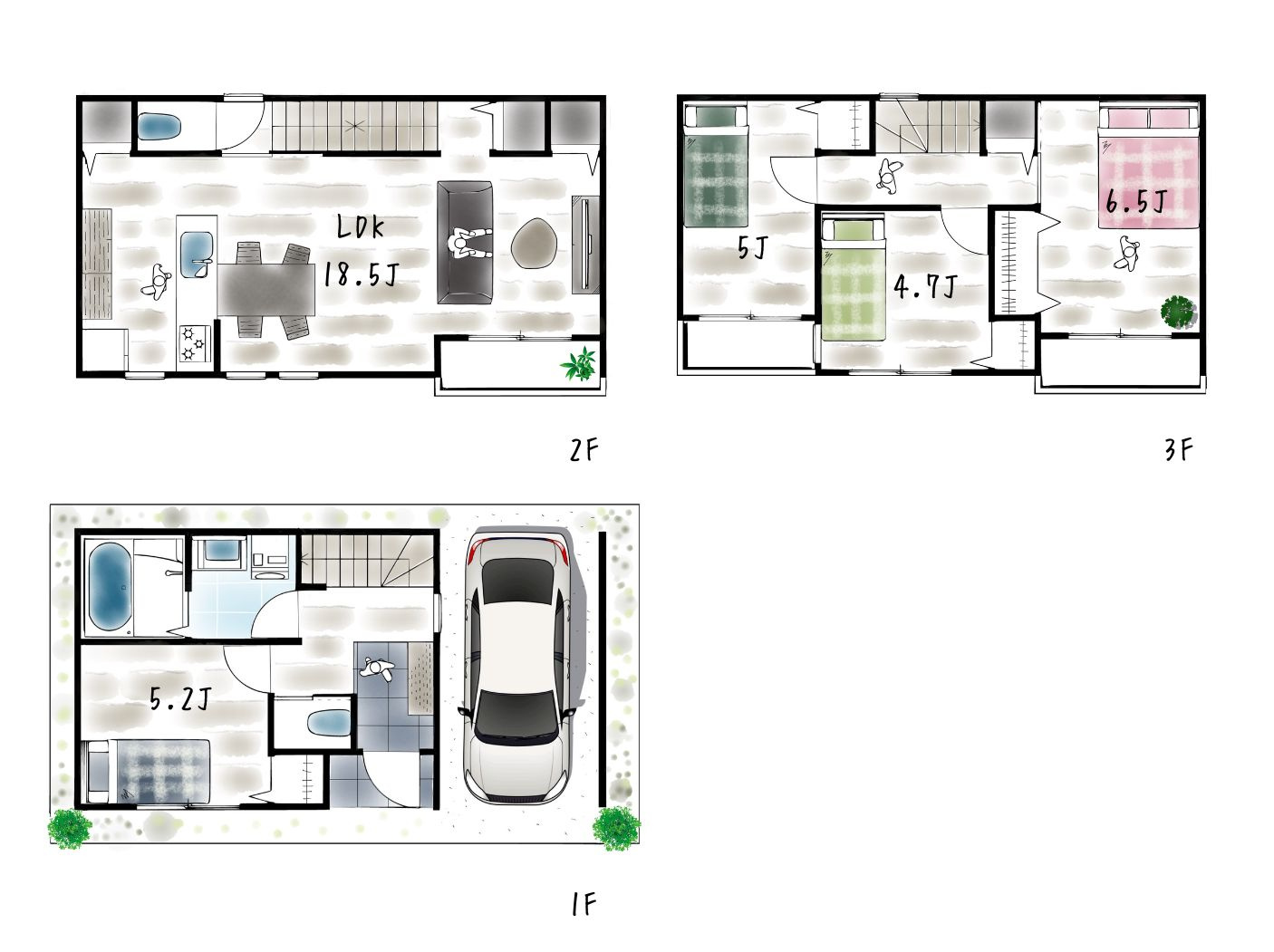大阪市都島区都島中通3丁目　1号地の参考プラン