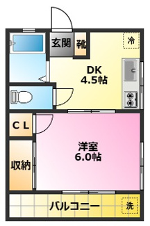 【間取り】 | ハイツ松永 | バストイレ別・ガスコンロ設置可能♪