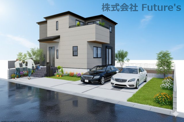 三郷市高州2丁目　新築戸建　全1棟の外観パース|完成予想図/このパースは図面を基に描いたもので実際とは多少異なる場合がございます。