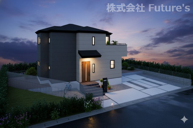 三郷市高州2丁目　新築戸建　全1棟の外観パース|完成予想図/このパースは図面を基に描いたもので実際とは多少異なる場合がございます。