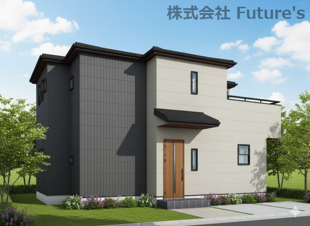 三郷市高州2丁目　新築戸建　全1棟の外観パース|完成予想図/このパースは図面を基に描いたもので実際とは多少異なる場合がございます。