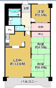 【間取り】 | 藤和東加古川ハイタウン　Ａ棟　6階 | 3LDKです。