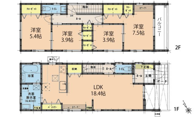 広島市東区馬木３丁目　新築一戸建て(全2棟)の間取り