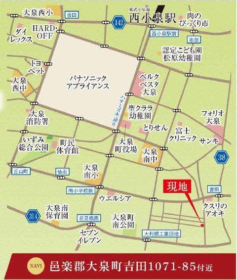 新築戸建・建売　大泉町吉田2期　GRAFARE　全2棟の地図