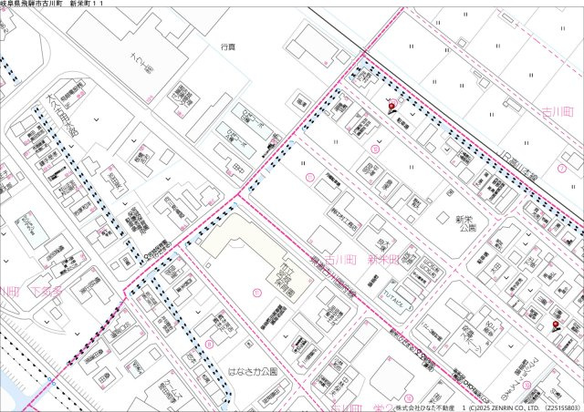 土地　飛騨市古川町新栄町　743万の地図