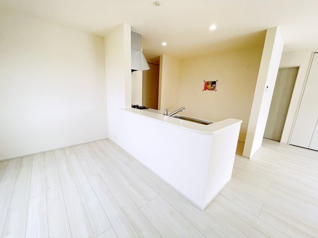 新築戸建・建売　太田市第4鳥山上町　Livele Garden　全2棟　の居間・リビング|カウンター越しに会話が弾む、家族とのつながりを感じられる対面キッチンです！