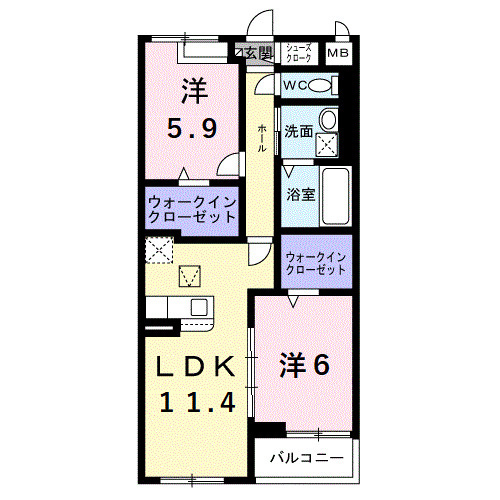 アイマコート初芝の間取り