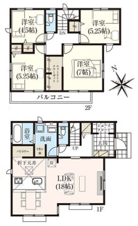 【間取り】 | 【仲介手数料無料！！】日野市新町２丁目　新築戸建て（全7棟）2号棟　4880万円 | 2号棟　4LDK車庫2台　土地：134.35㎡（40.64坪）、建物：102.27㎡