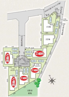 【区画図】 | 【仲介手数料無料！！】日野市新町２丁目　新築戸建て（全7棟）2号棟　4880万円 | 2号棟　4LDK　土地：134.35㎡（40.64坪）