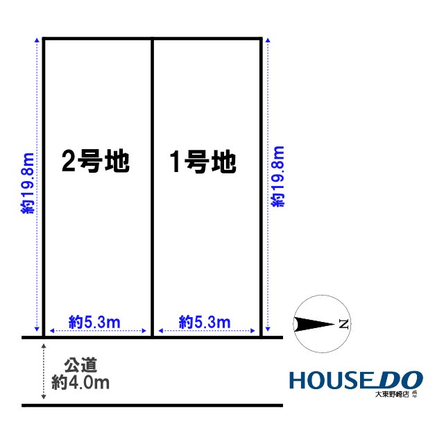 売土地　大東市南津の辺町1号地（建築条件無し更地）の区画図|土地図は略図につき現況を優先致します。