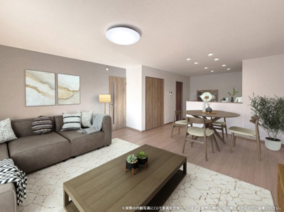 【居間・リビング】 | 【LDK　CG家具設置イメージ】
※画像に含まれる家具家電はCGで作成したイメージです。実際の物件には付帯しません。