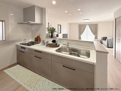 【キッチン】 | 【キッチン　CG家具設置イメージ】
※画像に含まれる家具家電はCGで作成したイメージです。実際の物件には付帯しません。