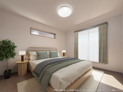 【寝室】 | 【主寝室　CG家具設置イメージ】
※画像に含まれる家具家電はCGで作成したイメージです。実際の物件には付帯しません。