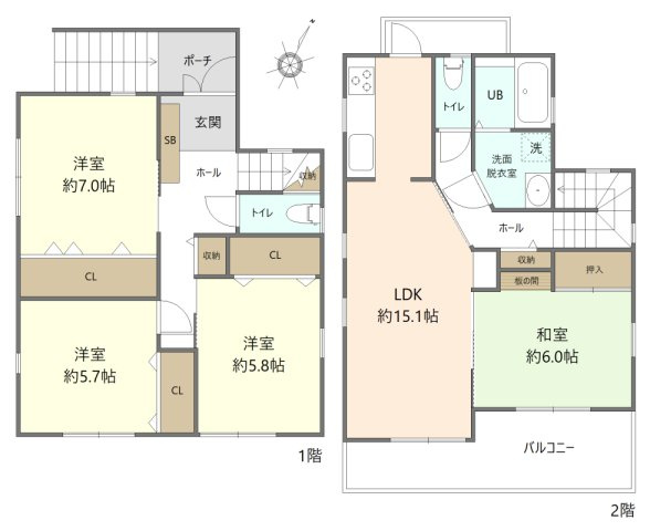 名東区猪子石一丁目戸建の間取り|間取図
