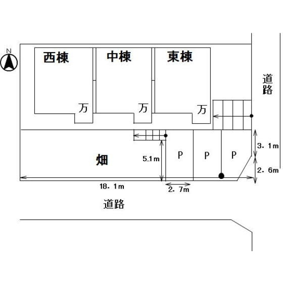 柳津町南塚貸家の駐車場|配置図