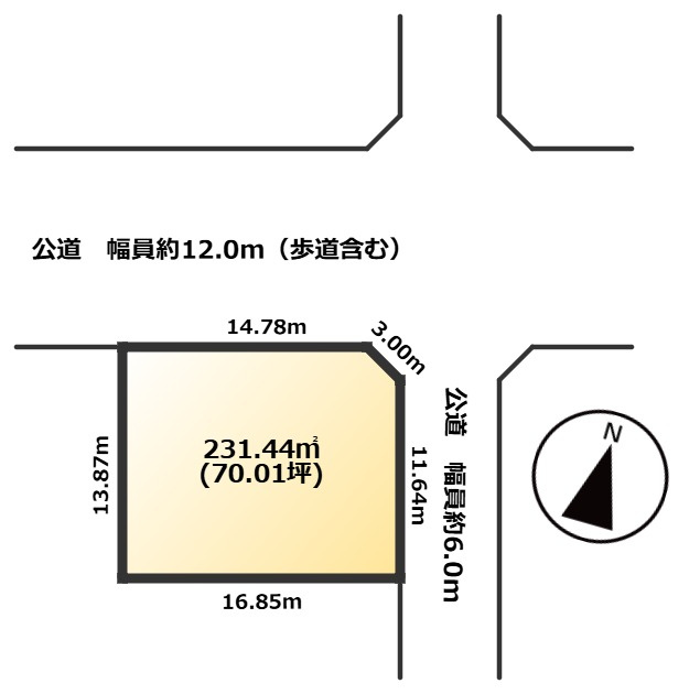 瀬戸市品野町6丁目プロジェクト　角地の土地図