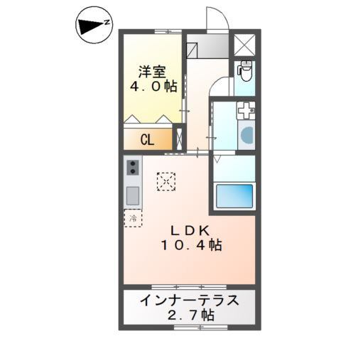 三田市西山２丁目のアパートの間取り