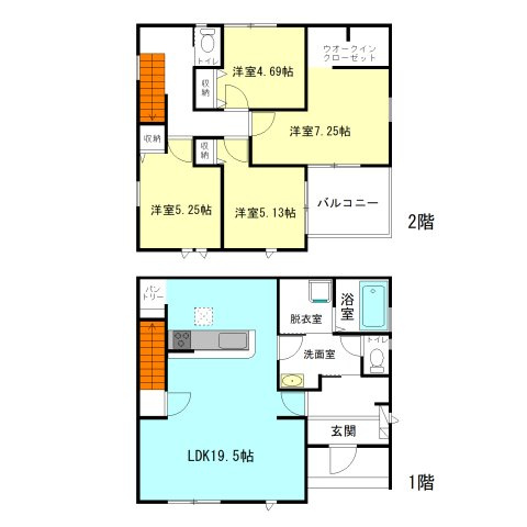 【間取り】 | リーブルガーデン.S高崎市石原町第24ー⑥ | 南接道に面した4LDK住宅！
リビングゆったり19.5帖！居室はモダンな全室洋室仕様！