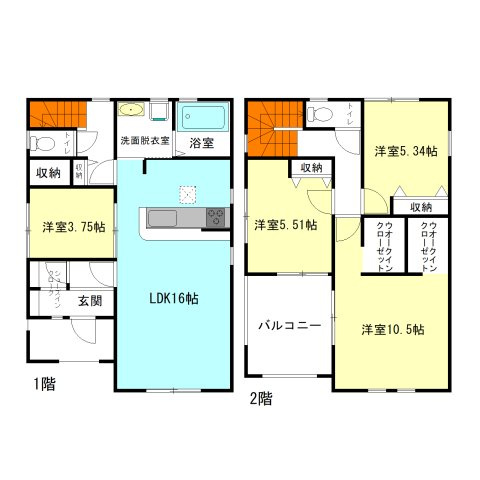 【間取り】 | リーブルガーデン.S高崎市石原町第24ー② | 玄関には嬉しいシューズインクローク完備！
家族と自然に顔合わせできるリビングアクセス階段！