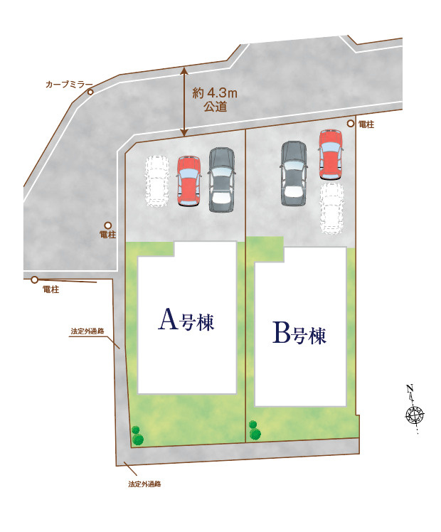 ハートフルタウン読谷村長浜　A号棟の区画図|A号棟