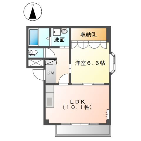 ヴィレッジ清洲Ⅱの間取り|プライベート空間が保てる間取り１LDK