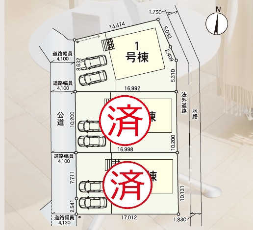 北茨城市磯原町木皿第3　新築戸建　1号棟の区画図