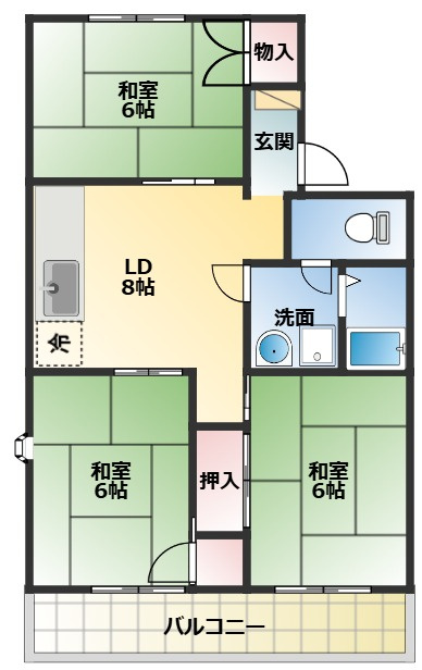 サンハイツ宮川Aの間取り